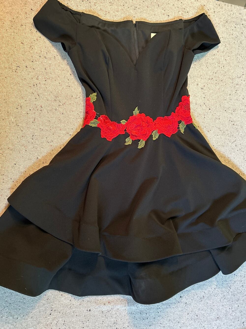Camille VTG Black Dress with Roses 9/10 Goth Whimsygoth Fairy Renaissance